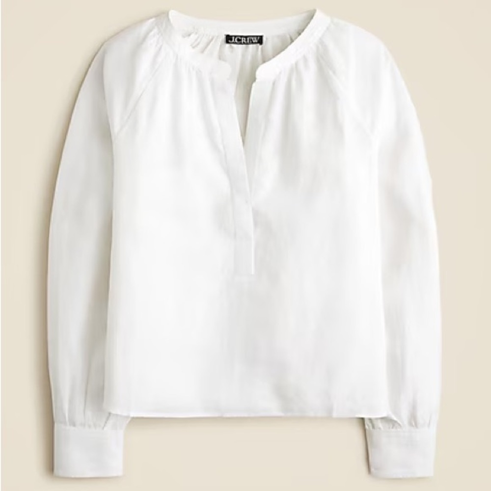 J. Crew Classic Linen White Blouse